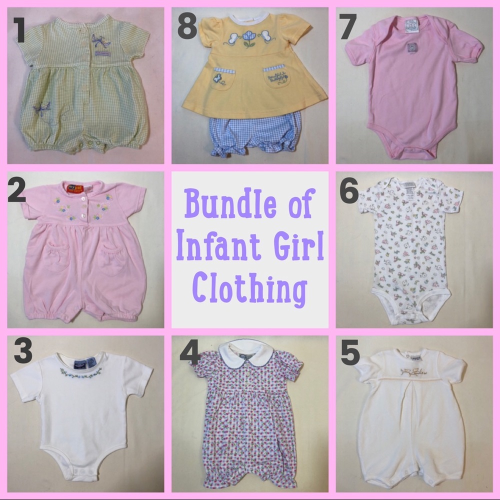Bundle of Baby Girl Clothes, Mostly One Pieces